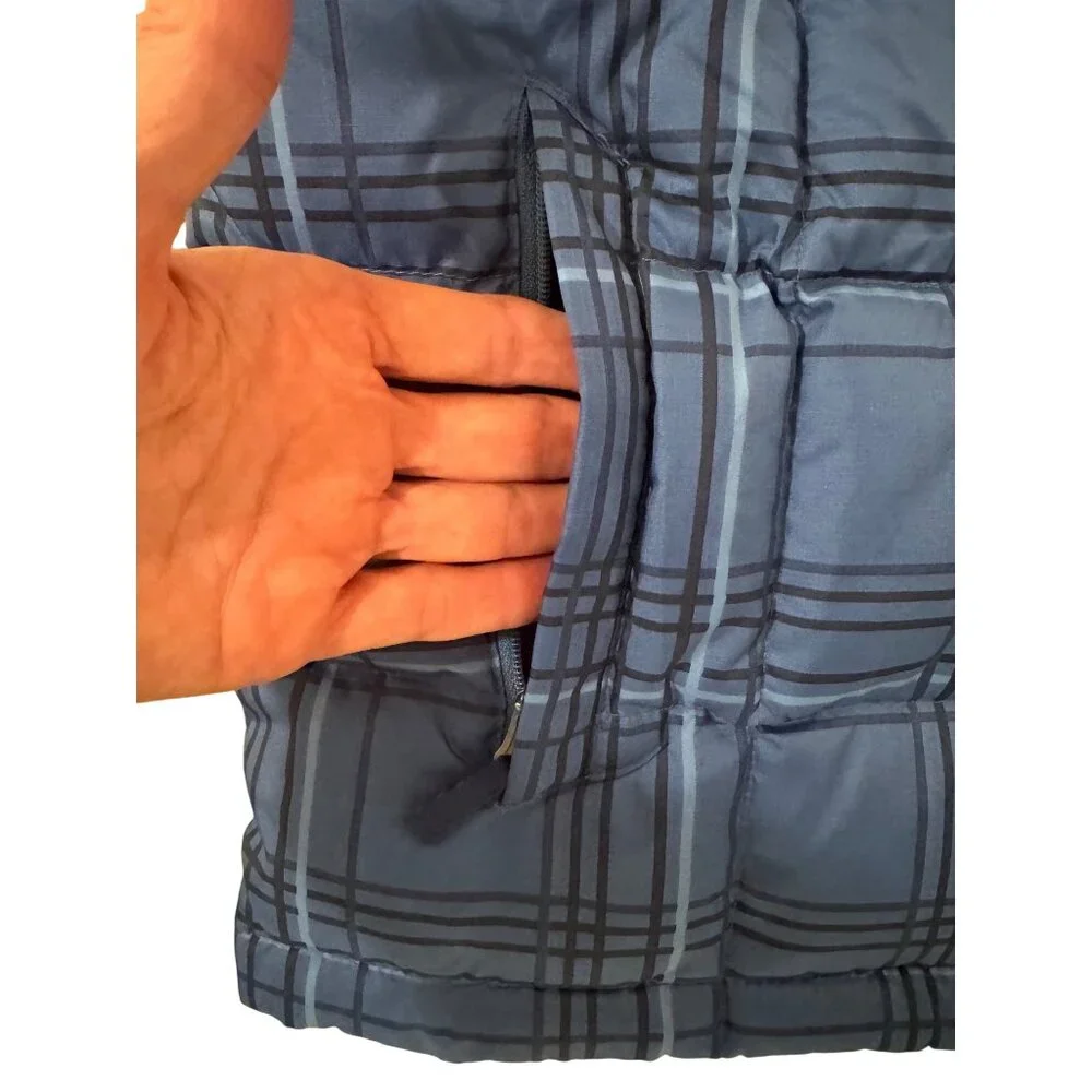 L.L.Bean Blue Plaid Goose Down Puffer Vest Zip Pockets‎ Kids Youth Size S (8)